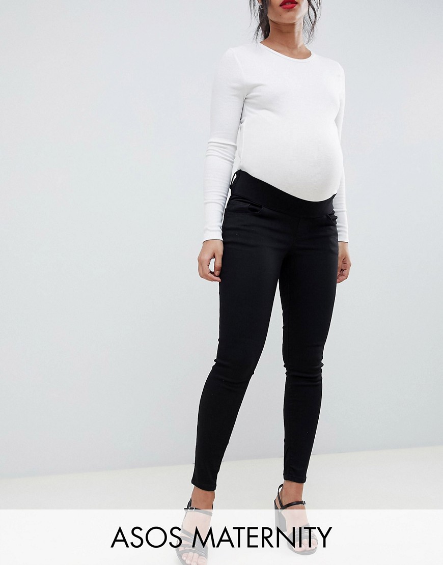 фото Черные джинсы скинни с завышенной талией и посадкой под животом asos design maternity - ridley-черный asos maternity