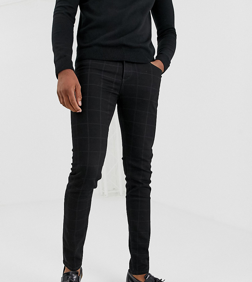 фото Черные джинсы скинни в клетку asos design tall-черный