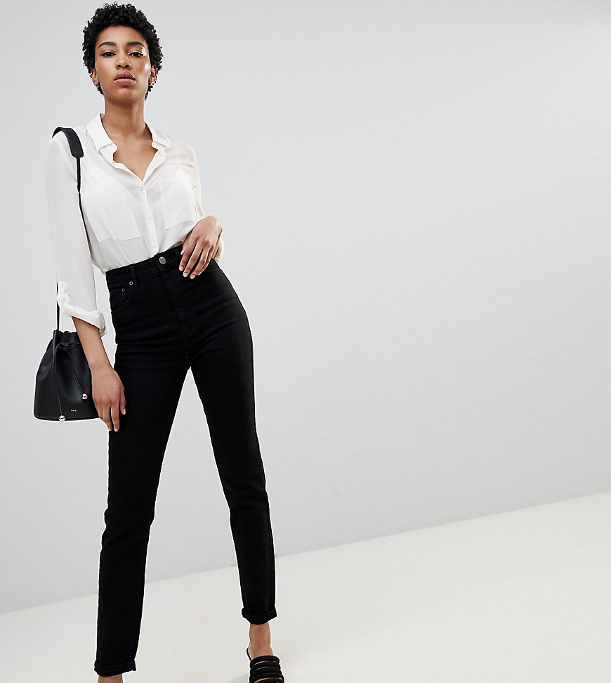 фото Черные джинсы слим в винтажном стиле с завышенной талией asos design tall - farleigh-черный asos tall