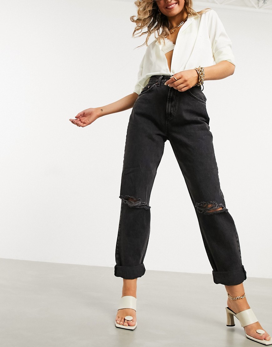 Черные джинсы в винтажном стиле с рваной отделкой ASOS DESIGN-Черный
