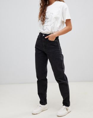 фото Черные джинсы в винтажном стиле с завышенной талией из органического хлопка weekday-черный