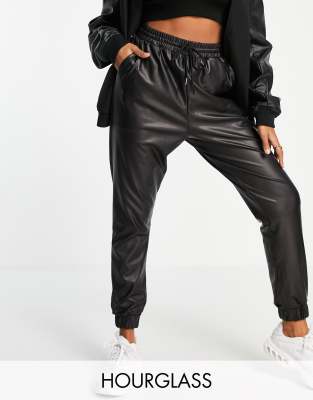 Брюки-галифе Черные джоггеры из искусственной кожи ASOS DESIGN Hourglass-Черный