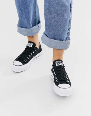 фото Черные кеды на платформе converse chuck taylor ox-черный