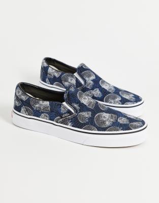 Туфли и спортивная обувь  Asos Черные кеды-слипоны с принтом черепов Vans Wireframe Skulls-Черный цвет