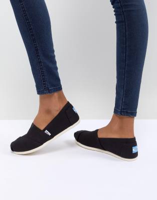 фото Черные классические парусиновые туфли toms-черный