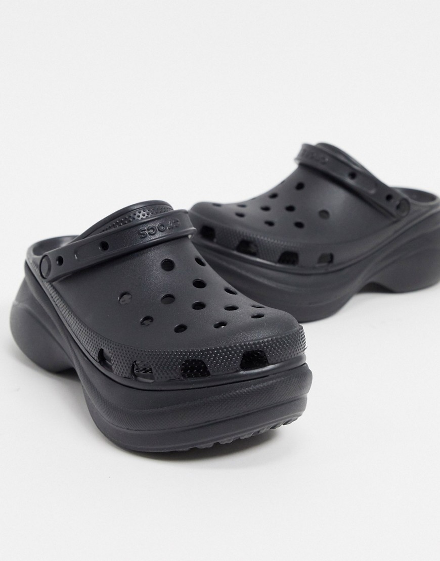 фото Черные клоги на платформе crocs-черный
