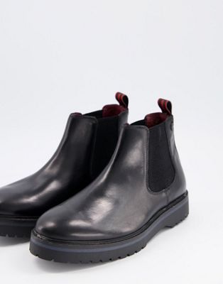фото Черные кожаные ботинки челси на массивной подошве base london-черный цвет