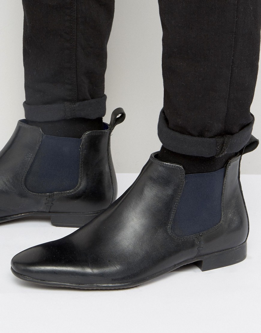 фото Черные кожаные ботинки челси silver street carnay-черный