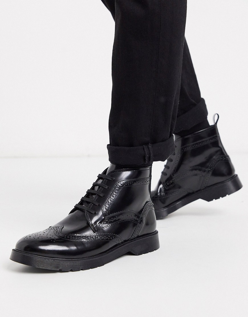 фото Черные кожаные ботинки на массивной подошве со шнуровкой kg by kurt geiger-черный kg kurt geiger