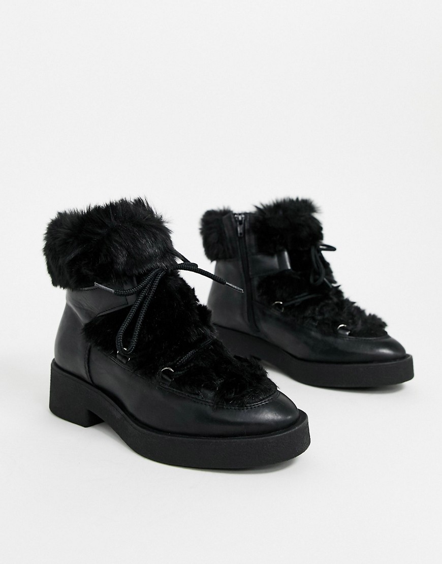 фото Черные кожаные ботинки на меховой подкладке aldo-черный