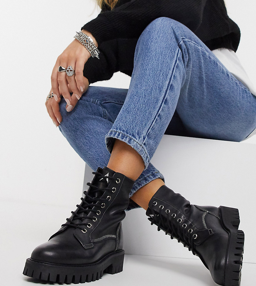 фото Черные кожаные ботинки на плоской подошве со шнуровкой и декоративной строчкой asra exclusive billie-черный
