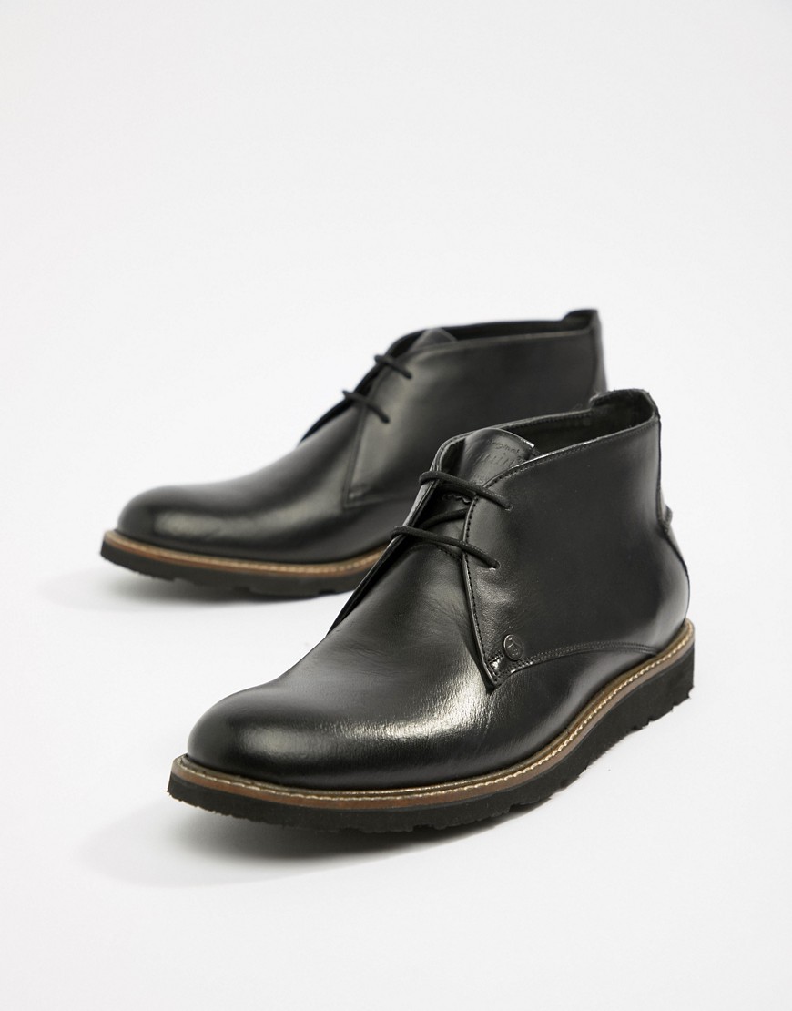 фото Черные кожаные ботинки со шнуровкой original penguin-черный
