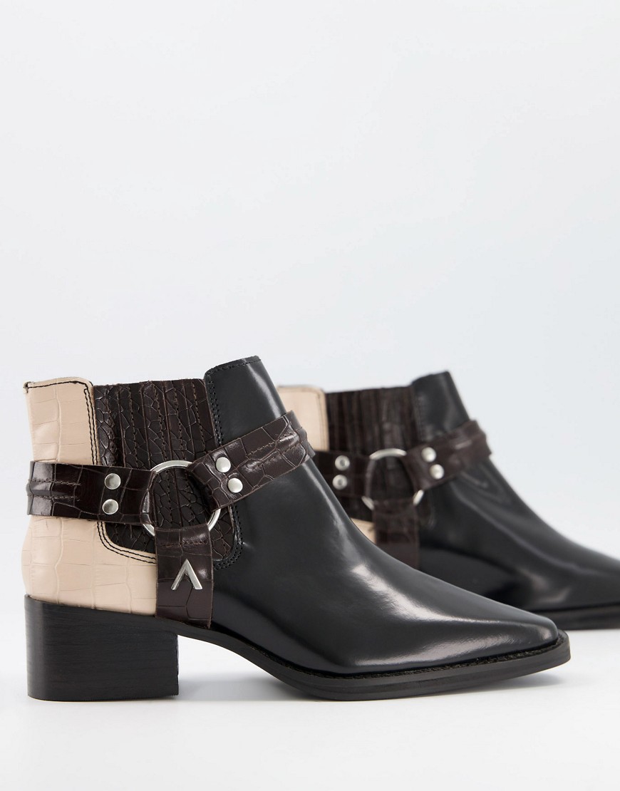 фото Черные кожаные ботинки в ковбойском стиле asra mariana-черный цвет