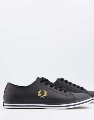 фото Черные кожаные кеды fred perry kingston-черный цвет