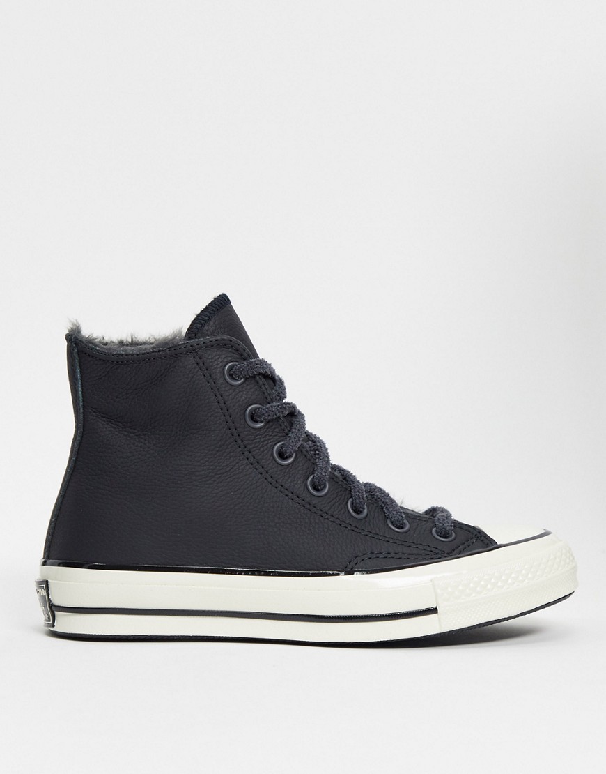 Черные кожаные кроссовки с подкладкой из искусственного меха Converse Cosy Club-Черный