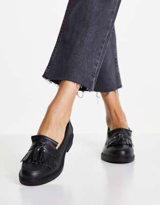 Туфли для офиса  Asos Черные кожаные лоферы schuh Lorri-Черный цвет
