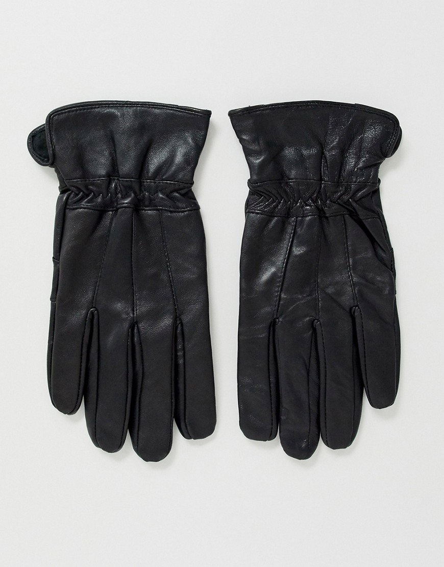фото Черные кожаные перчатки boardmans-черный