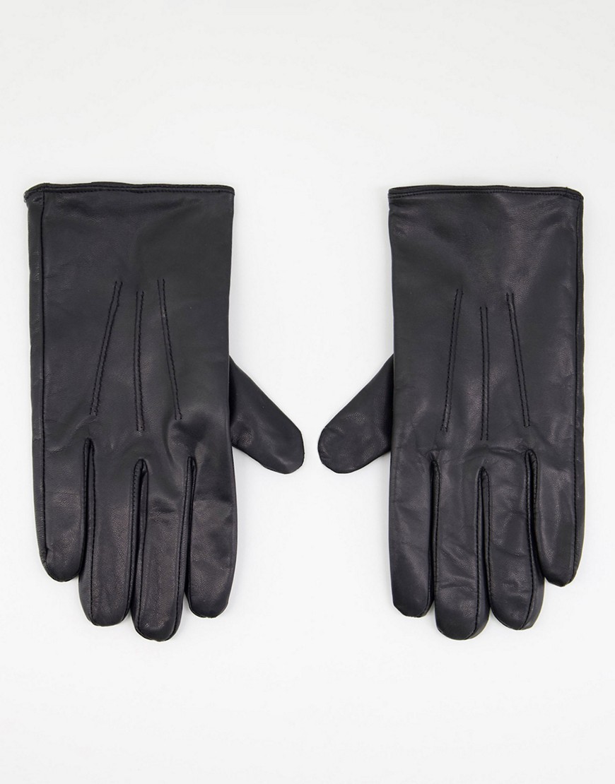 Черные кожаные перчатки для вождения Paul Costelloe-Черный