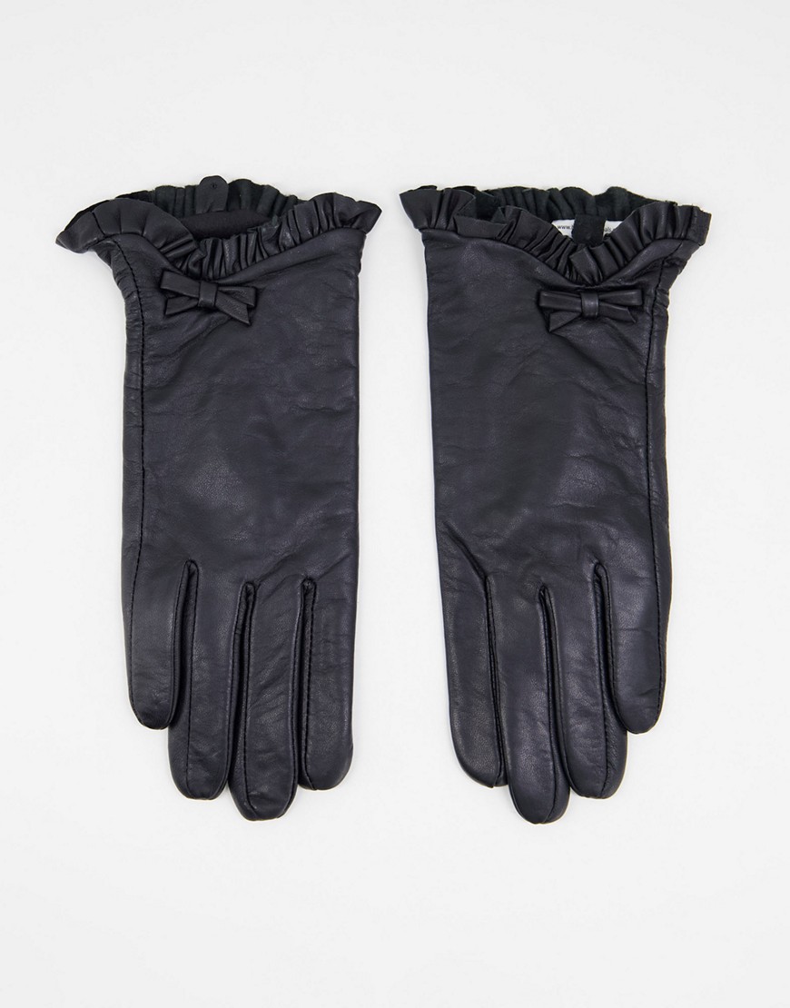 фото Черные кожаные перчатки с бантом barney's originals-черный barneys originals