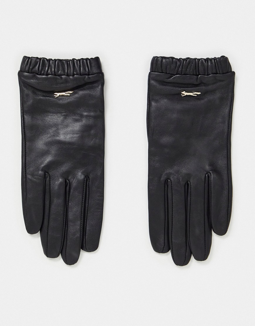 фото Черные кожаные перчатки с оборкой paul costelloe-черный цвет