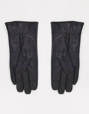 Черные кожаные перчатки с заклепками Barneys Originals-Черный