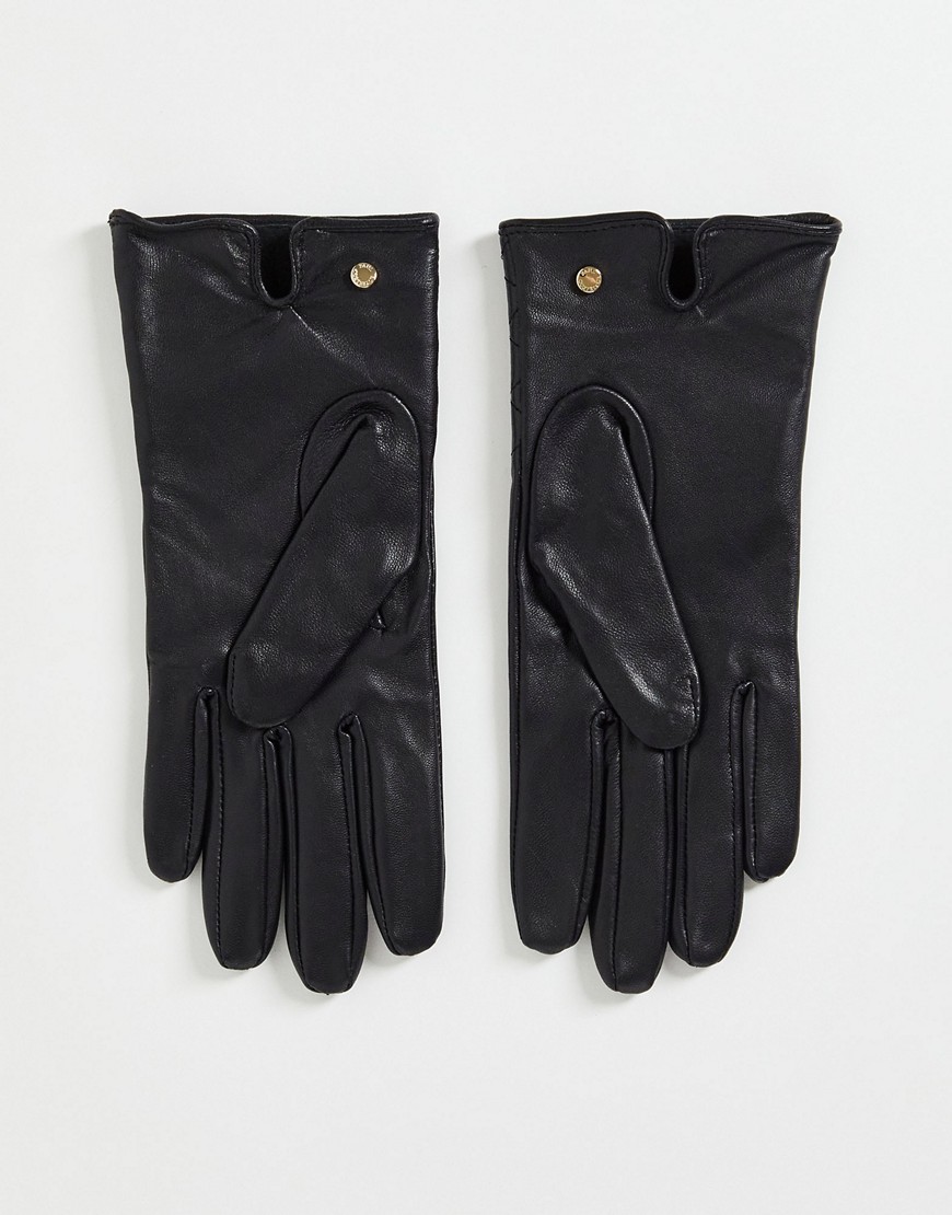фото Черные кожаные перчатки со стеганой вставкой paul costelloe-черный