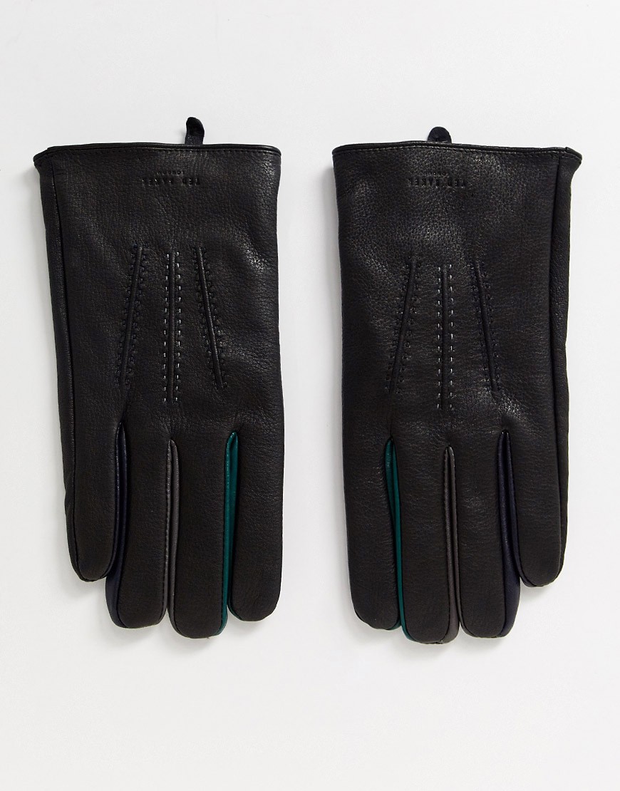 фото Черные кожаные перчатки ted baker parm-черный