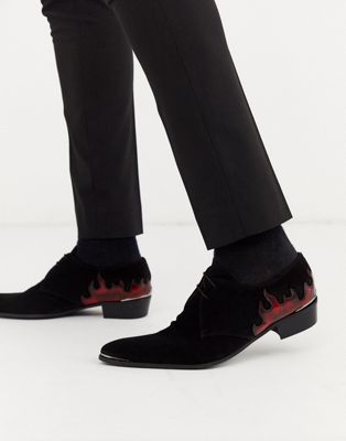 фото Черные кожаные туфли с изображением пламени jerrery west adamant-черный jeffery west