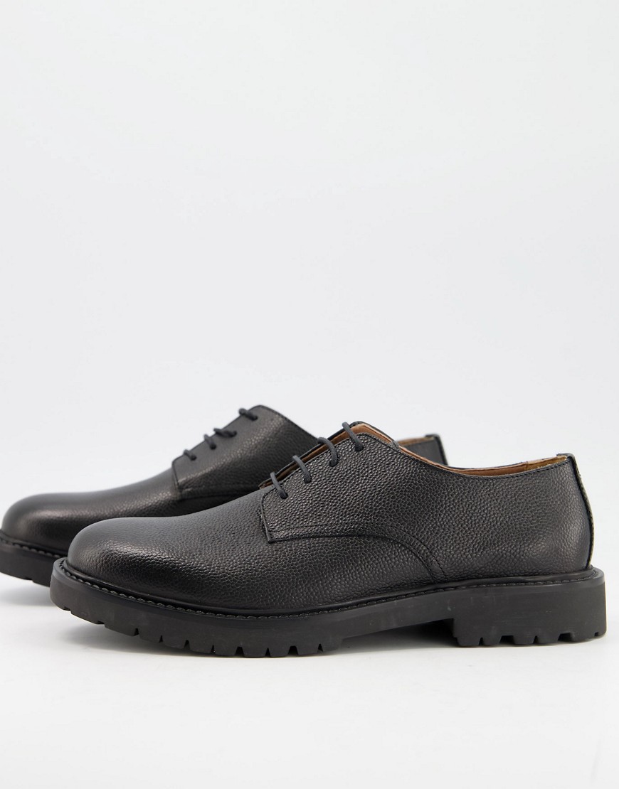 фото Черные кожаные туфли со шнуровкой на массивной подошве h by hudson-черный цвет