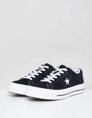 one star converse black suede