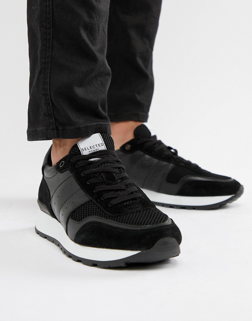 фото Черные кроссовки для бега selected homme premium-черный