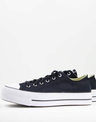 фото Черные кроссовки на слоеной подошве converse chuck taylor all star ox lift-черный цвет