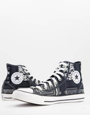 фото Черные кроссовки с принтом банданы converse chuck taylor all star hi-черный цвет