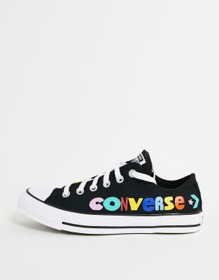 фото Черные кроссовки с принтом converse chuck taylor all star ox much love-черный