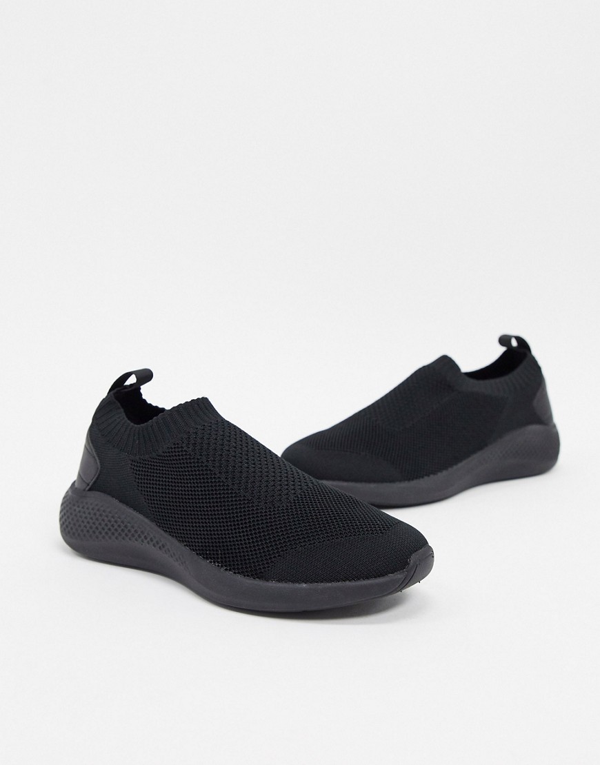 фото Черные кроссовки-слипоны с эластичным верхом asos design-черный
