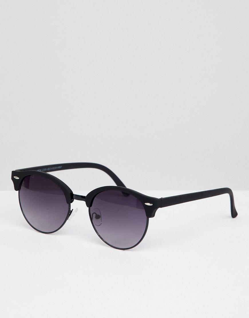 фото Черные круглые солнцезащитные очки в металлической оправе new look-черный