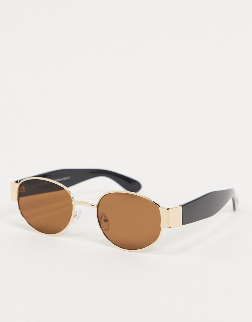 фото Черные круглые солнцезащитные очки в металлической оправе svnx-золотой