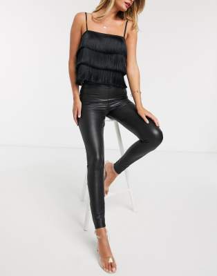 Кожаные леггинсы и брюки Черные леггинсы из искусственной кожи Miss Selfridge-Черный цвет