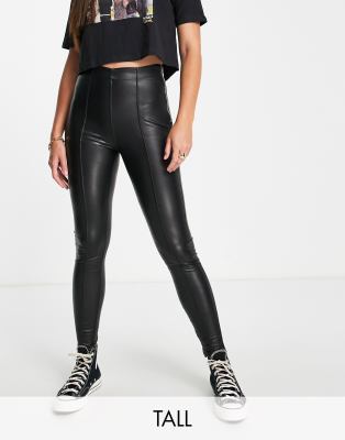 Кожаные леггинсы и брюки  Asos Черные леггинсы из искусственной кожи New Look Tall-Черный цвет