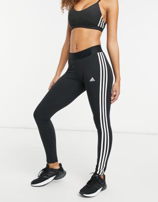 Черные леггинсы с 3 полосками adidas Training-Черный цвет
