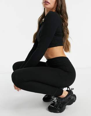 Черные леггинсы в рубчик с завышенной талией 4th & Reckless-Черный