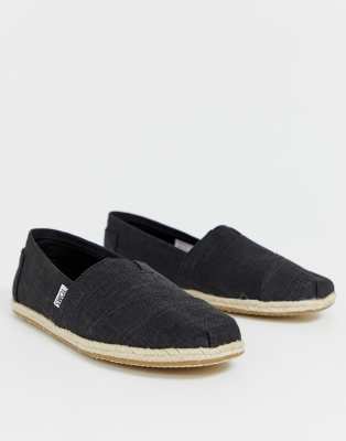 фото Черные льняные эспадрильи toms-черный