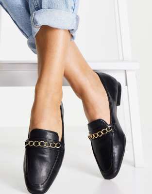 Туфли на плоской подошве Черные лоферы с цепочкой ASOS DESIGN Mingle-Черный цвет