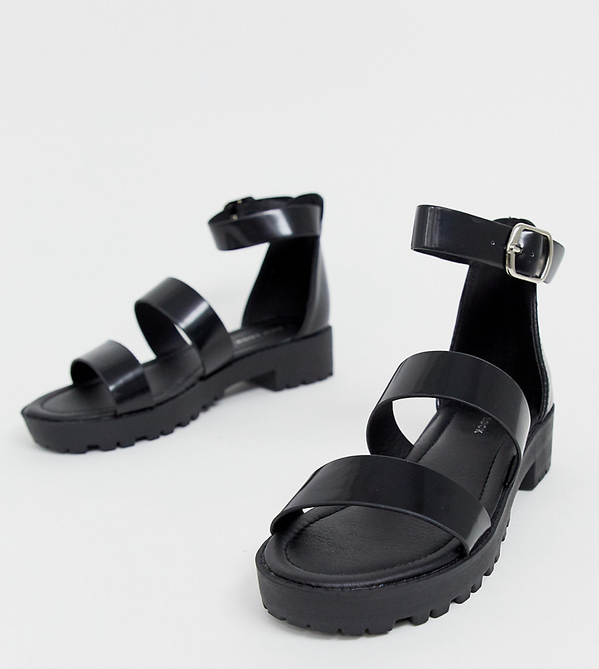 фото Черные массивные сандалии с ремешками new look-черный