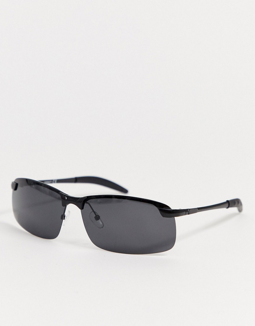 фото Черные матовые очки-маска с дымчатыми поляризованными стеклами asos design-черный