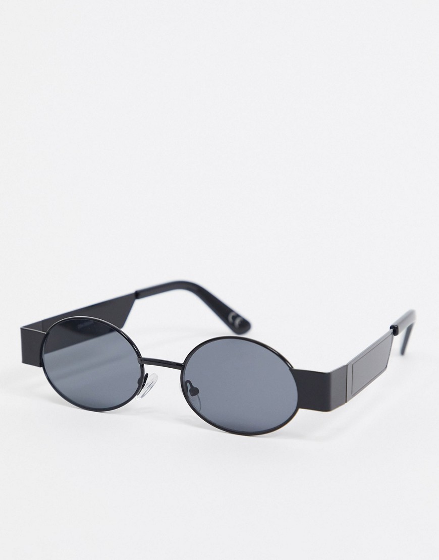 фото Черные матовые солнцезащитные очки в толстой круглой оправе asos design-черный