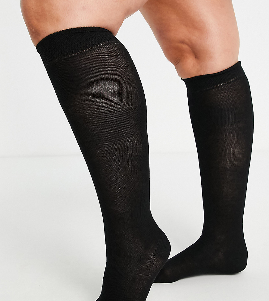 фото Черные носки до колена asos design curve-черный цвет