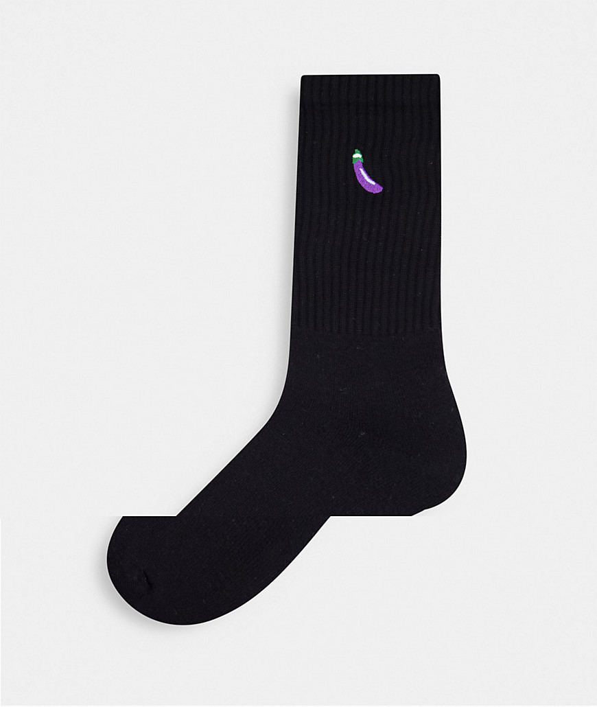 Черные носки с баклажанами -Черный цвет Topman 106783427