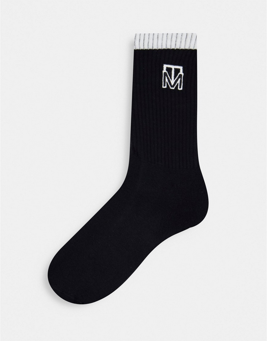 Черные носки с монограммой -Черный цвет Topman 12160131