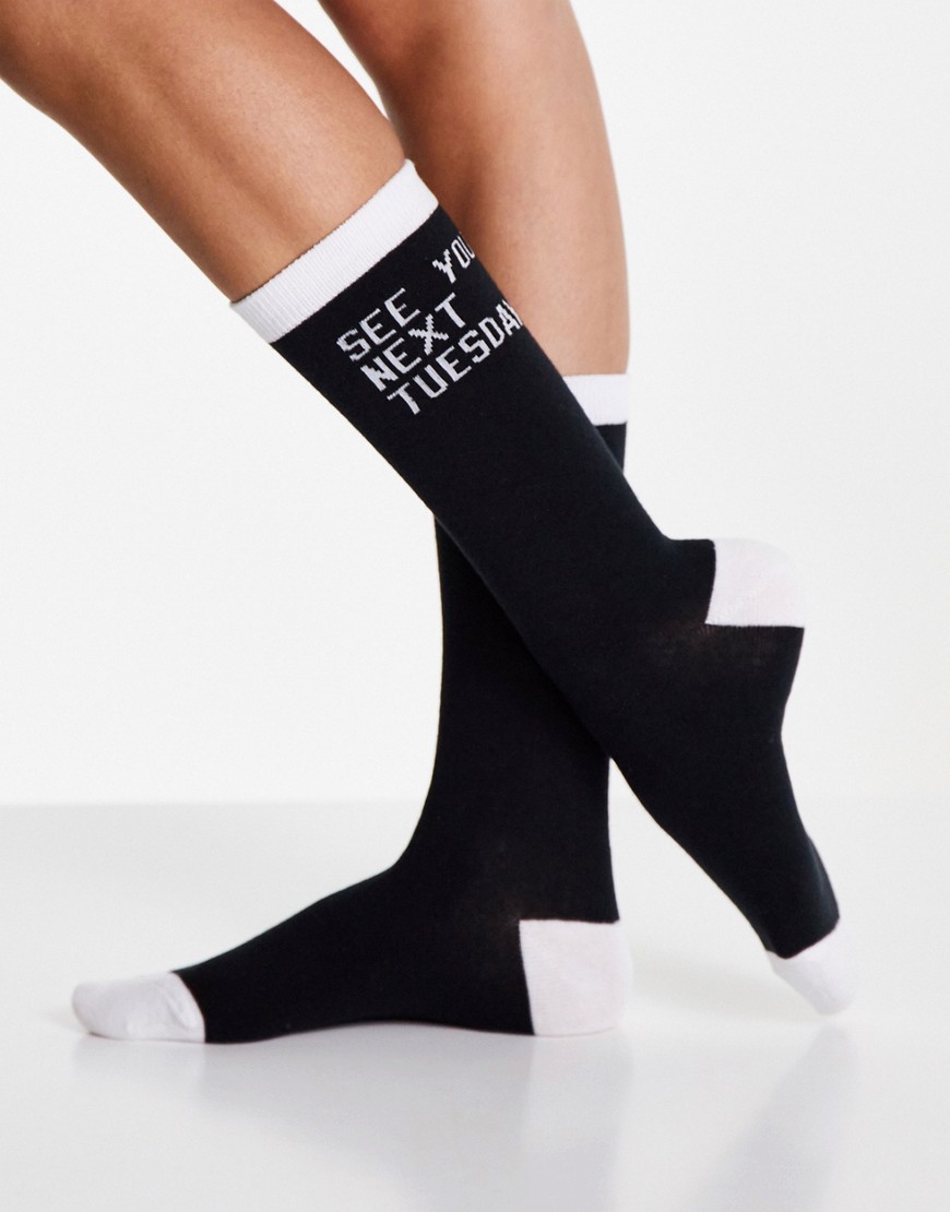 фото Черные носки с надписью "see you next tuesday" typo-черный цвет